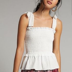 Anthropologie eri + Ali Stephanie smocked eyelet tank top Size XS